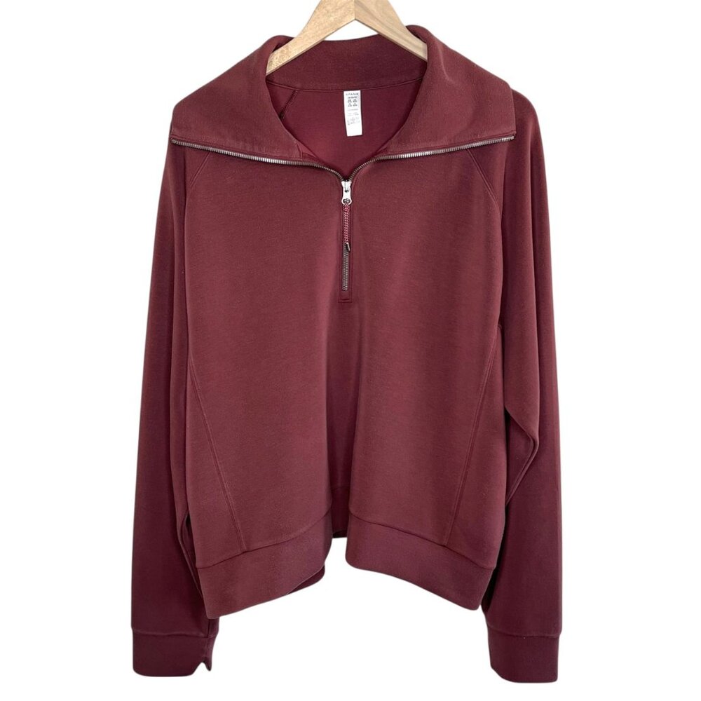 Spanx AirEssentials Half-Zip Pullover Sweatshirt Chocolate Brown Size 2X